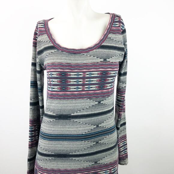 2/$30 Maurices Small Womens Colorful Aztec Scoop-Neck Pullover Sweater Top - Picture 2 of 6